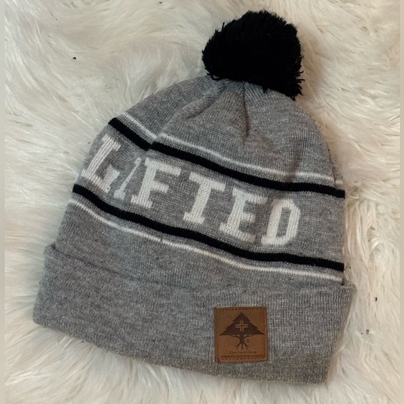 LRG Gray Knit Beanie with Black Pom - Picture 2 of 4